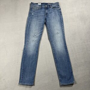 Gap 1969 Jeans Womens 29 Blue Resolution Slim Straight Mid Rise Stretch Denim